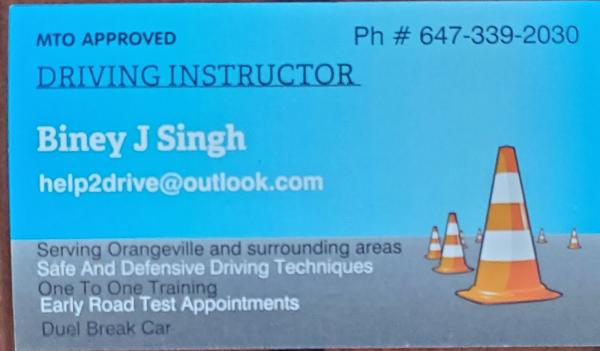 Benny Driving Instructor Orangeville