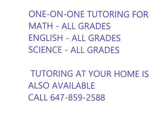 Math-Science-English Private Tutoring